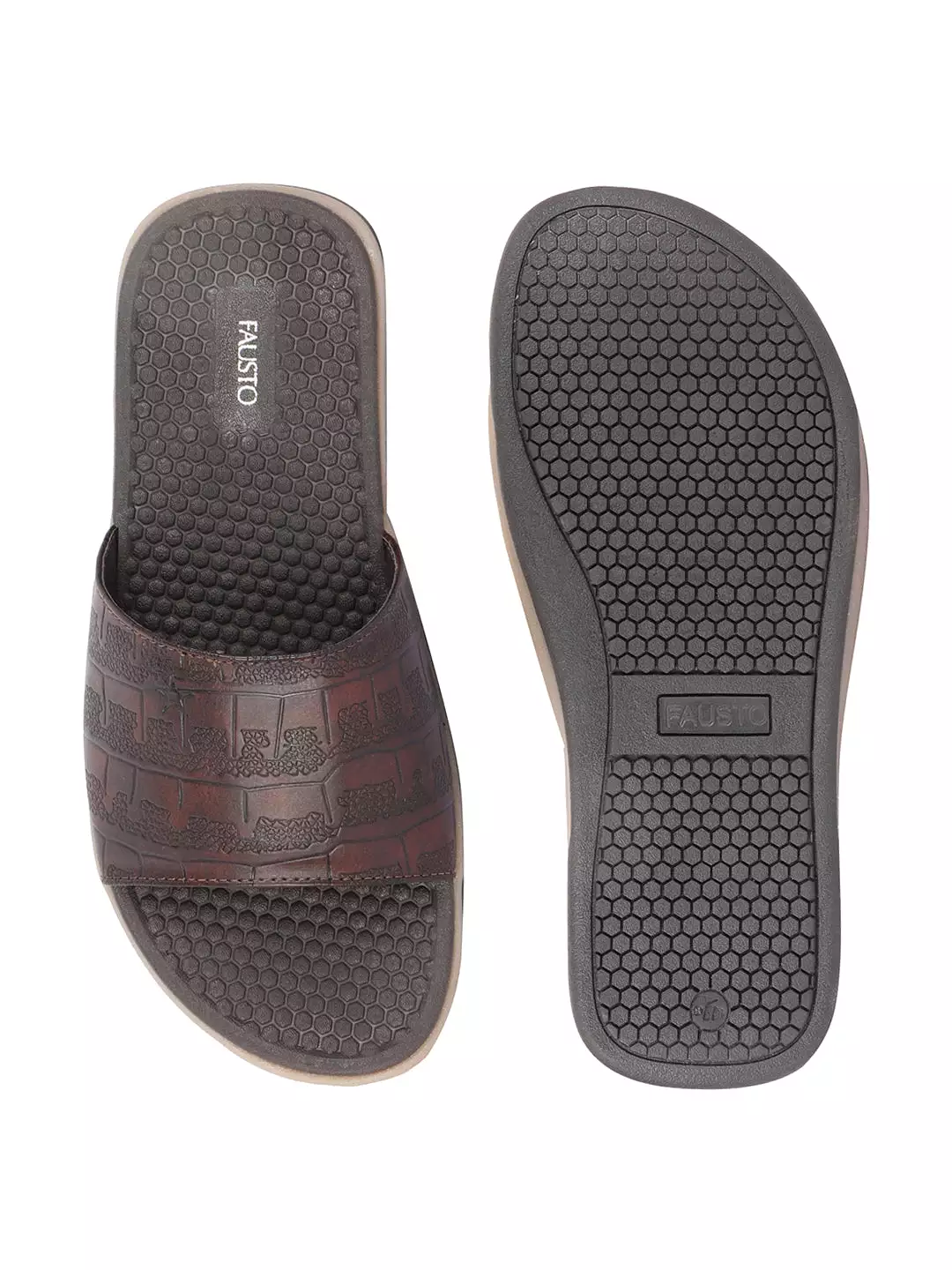 Brown Open Toe Lightweight Slip-On Slippers Flip-Flops for Men