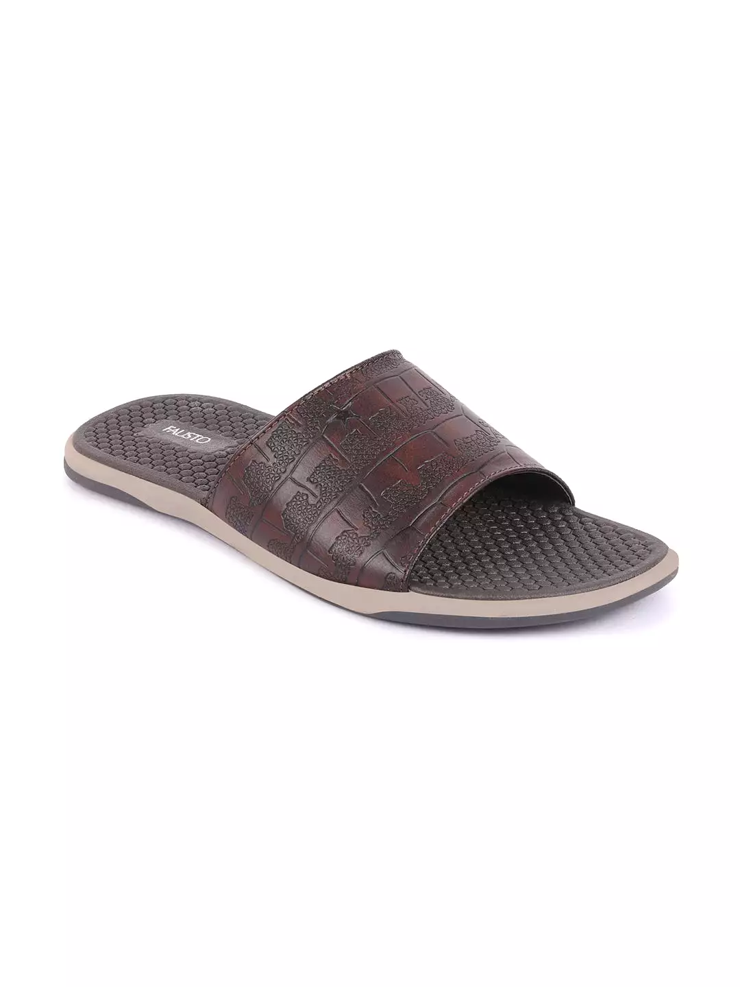 Brown Open Toe Lightweight Slip-On Slippers Flip-Flops for Men