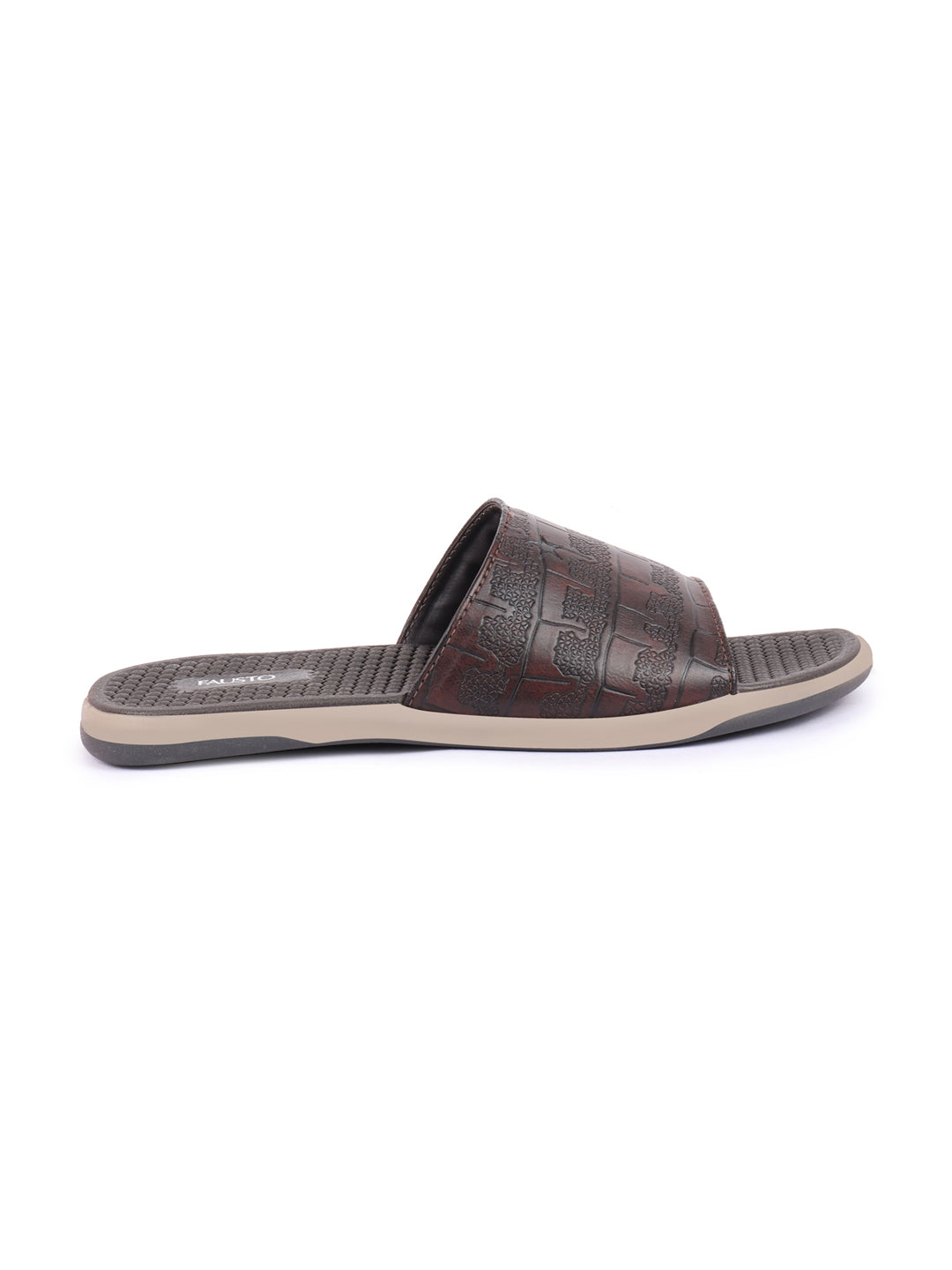 Brown Open Toe Slip-On Flip-Flops for Men