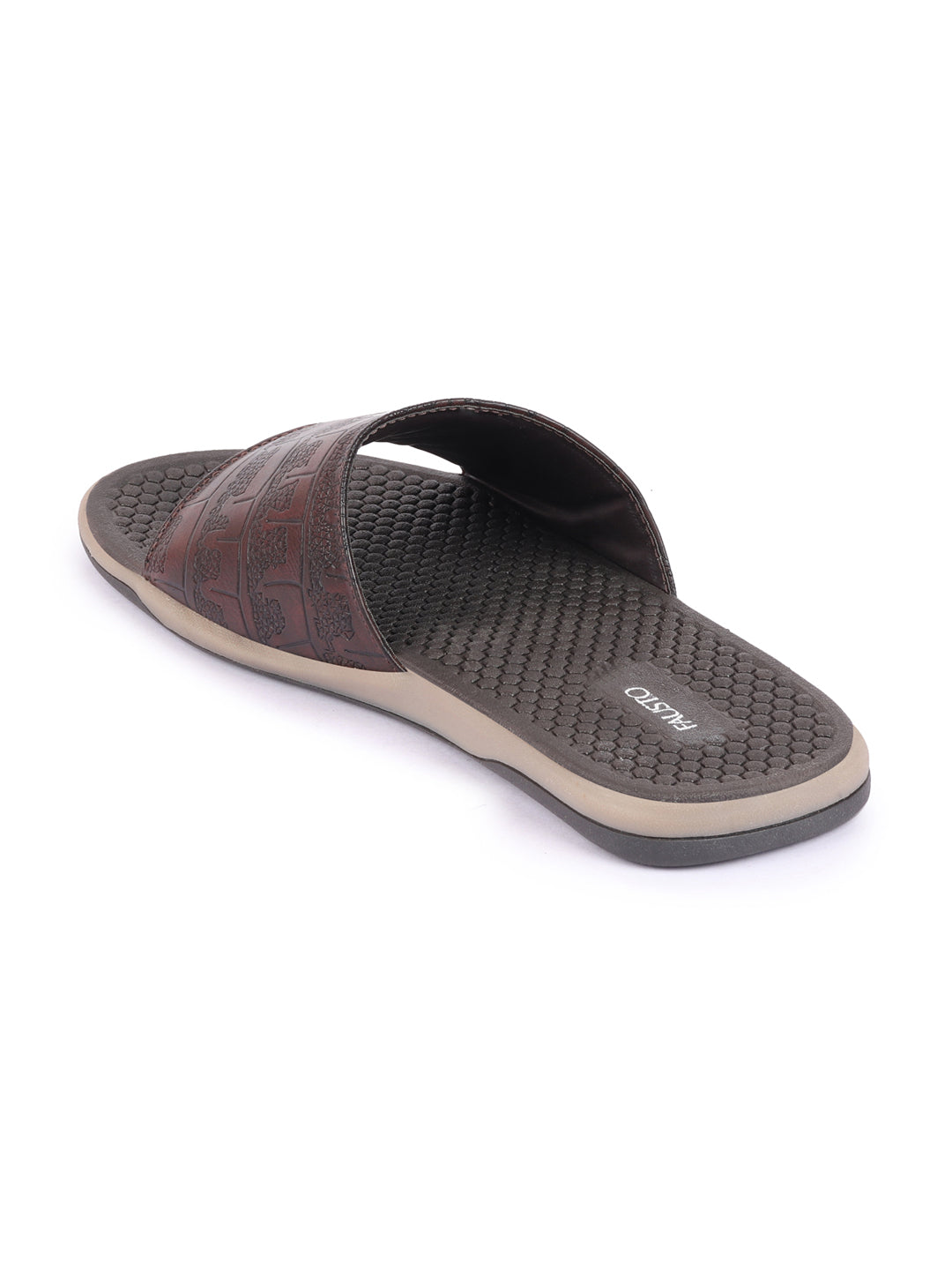 Brown Open Toe Slip-On Flip-Flops for Men