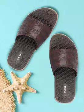 Brown Open Toe Slip-On Slippers - Ultra Light and Flexible Flip-Flops