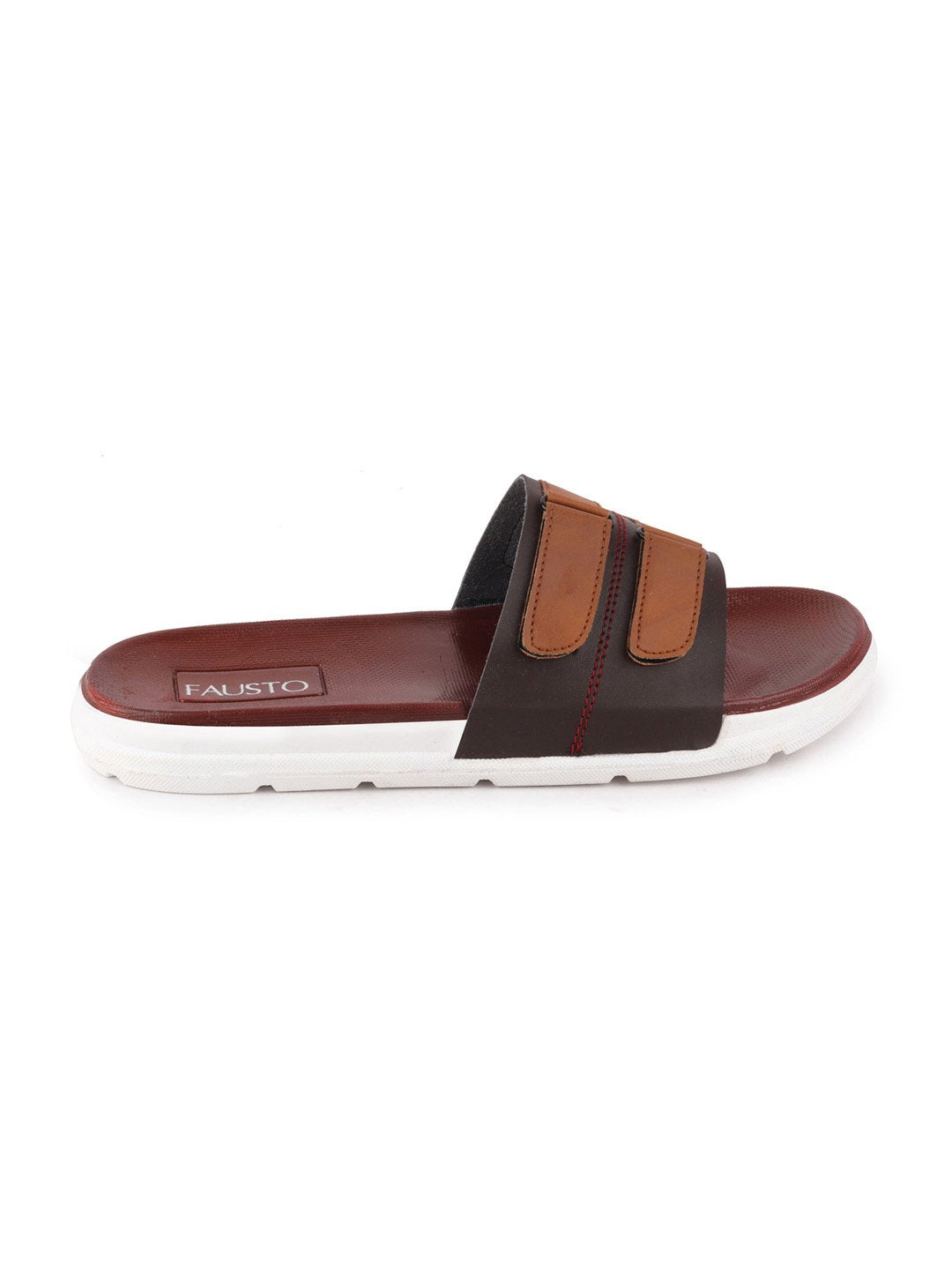 Brown/Tan Men's Casual Slip-On Multistrap Slider Flip-Flops