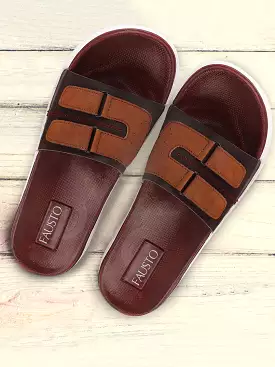 Brown/Tan Men's Casual Slip-On Multistrap Slider Flip-Flops