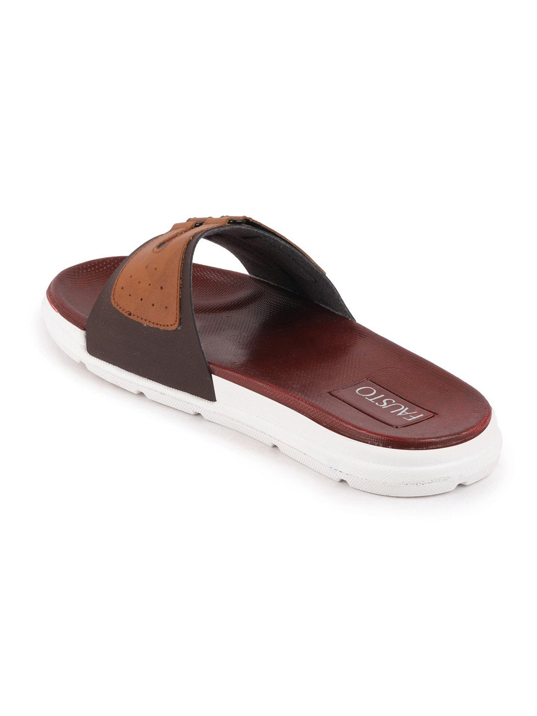 Brown/Tan Men's Casual Slip-On Multistrap Slider Flip-Flops