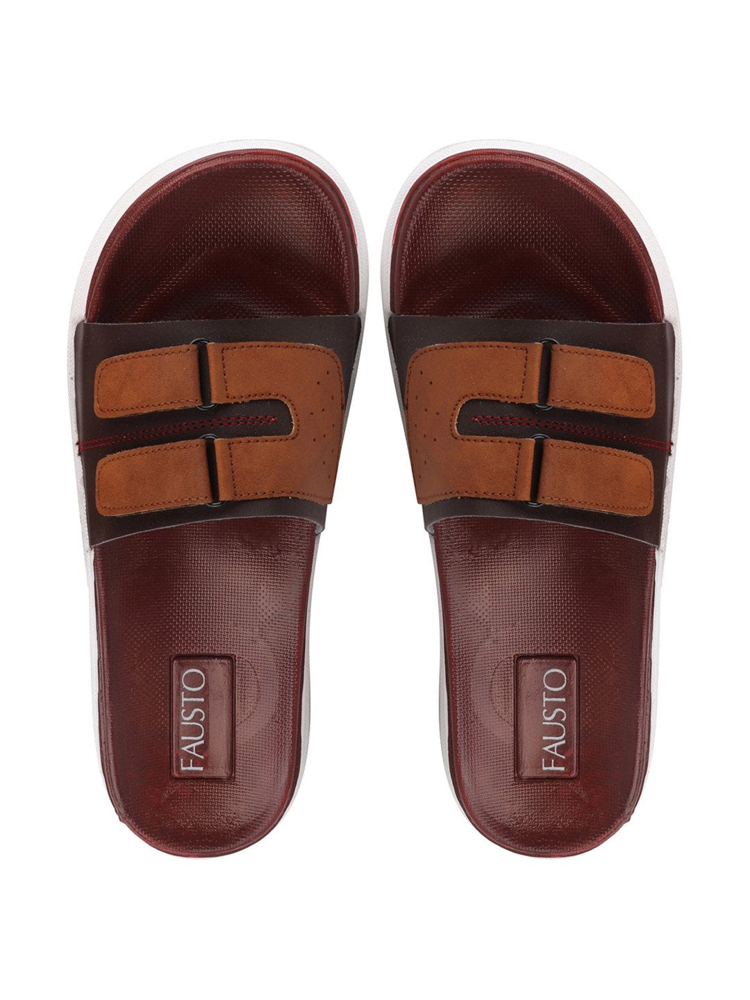 Brown/Tan Men's Casual Slip-On Multistrap Slider Flip-Flops