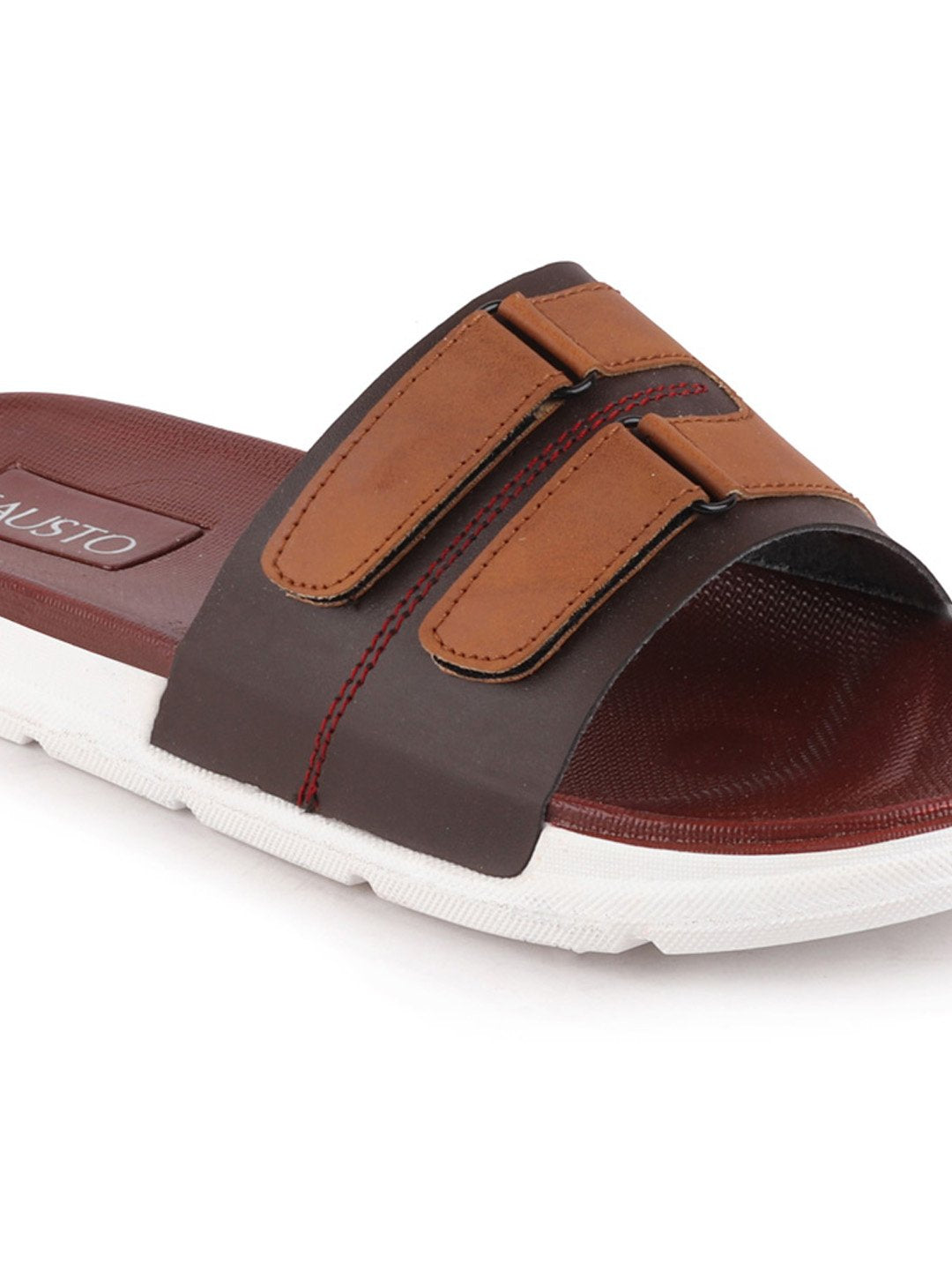 Brown/Tan Men's Casual Slip-On Multistrap Slider Flip-Flops