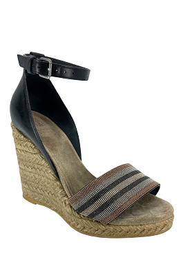 Brunello Cucinelli Beaded Espadrille Wedge Sandals Size 6.5