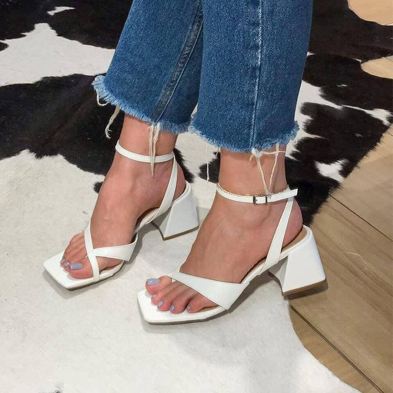 Buckle Chunky Heel Sandals - Adjustable Fit - Shop Now