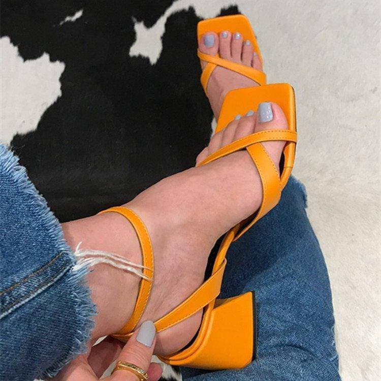 Buckle Chunky Heel Sandals - Adjustable Fit - Shop Now