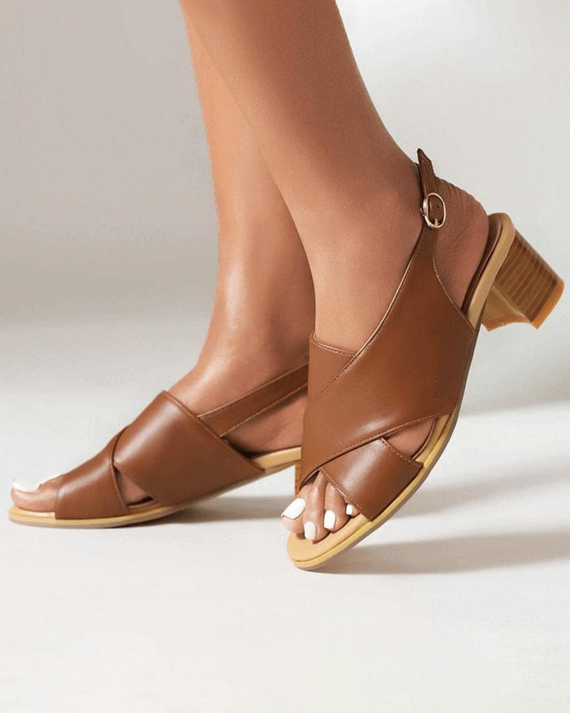 Buckle Chunky Heel Sandals Adjusting