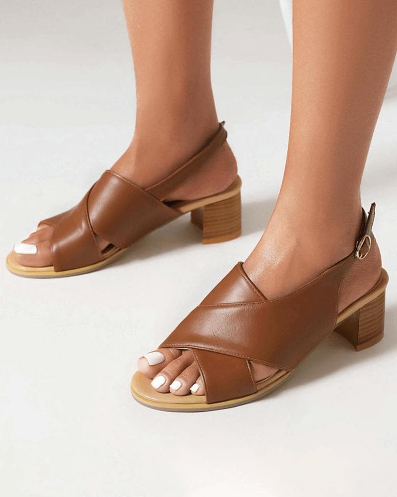 Buckle Chunky Heel Sandals Adjusting