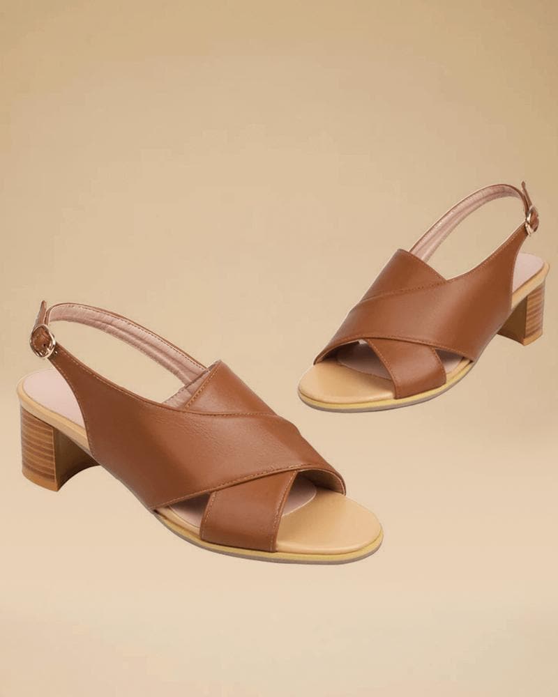 Buckle Chunky Heel Sandals Adjusting