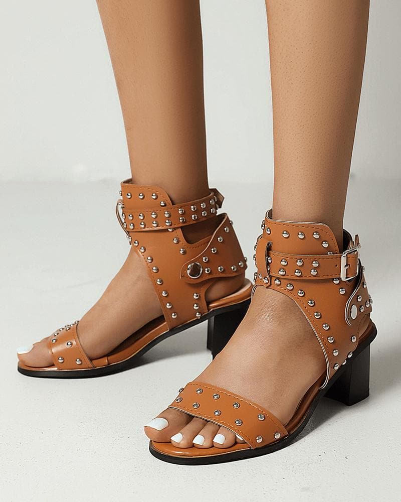 Buckle Chunky Heel Sandals