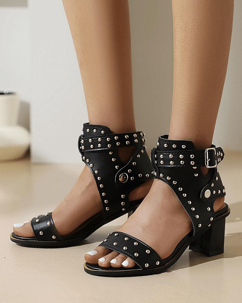 Buckle Chunky Heel Sandals