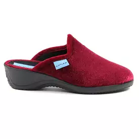 Burgundy Lunar Audrey Mule Wedge Heel Slip-on Bedroom Slippers