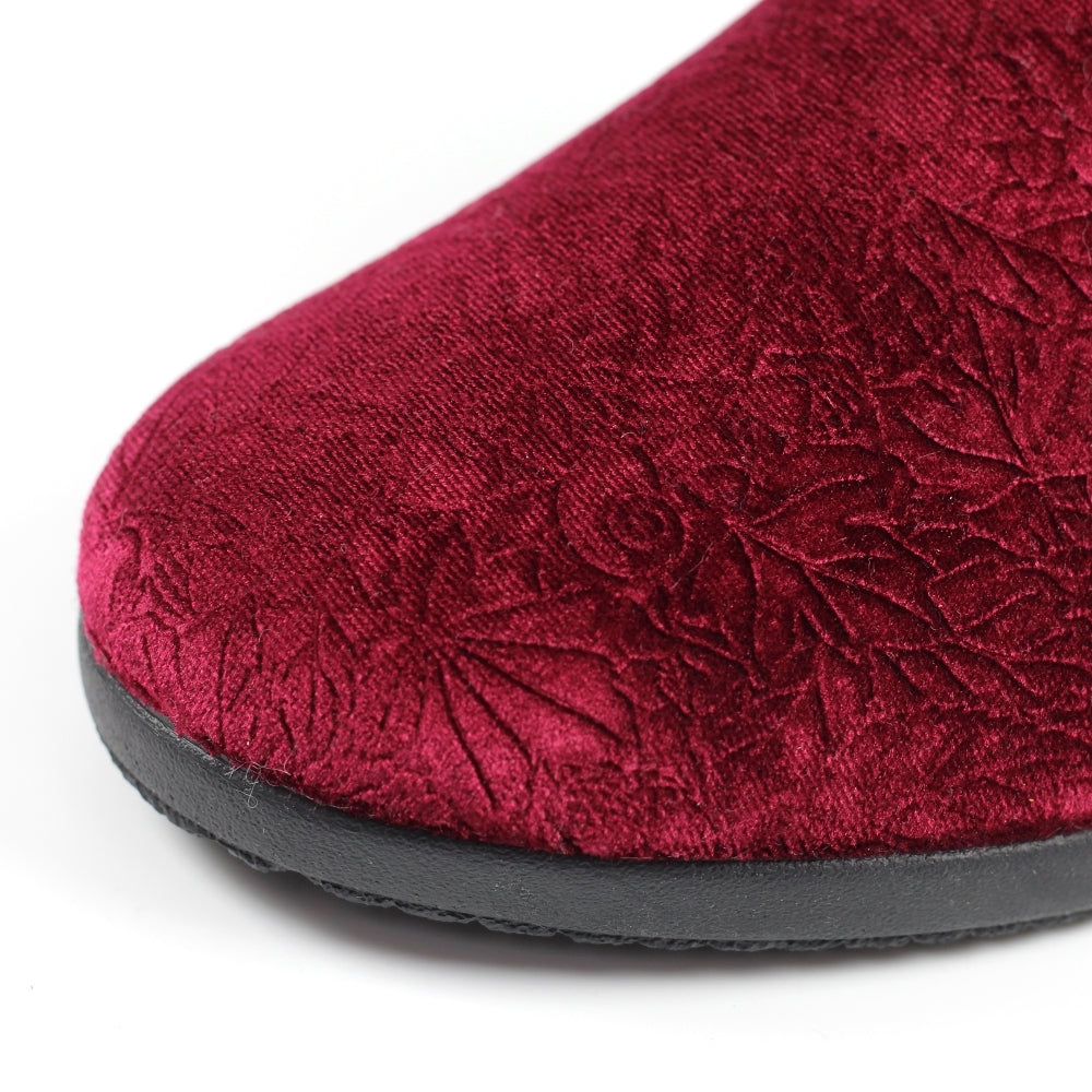 Burgundy Lunar Audrey Mule Wedge Heel Slip-on Bedroom Slippers