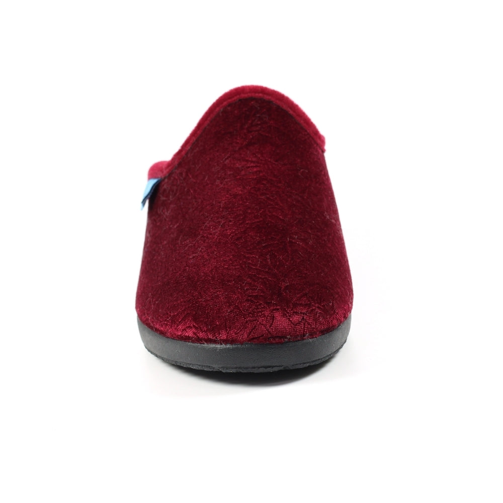 Burgundy Lunar Audrey Mule Wedge Heel Slip-on Bedroom Slippers