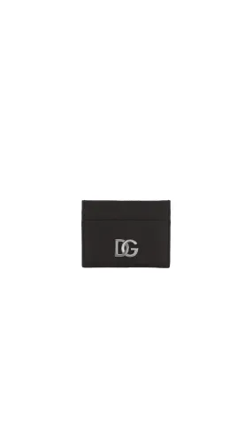 Calfskin Nappa Card Holder With Dg Logo - Black