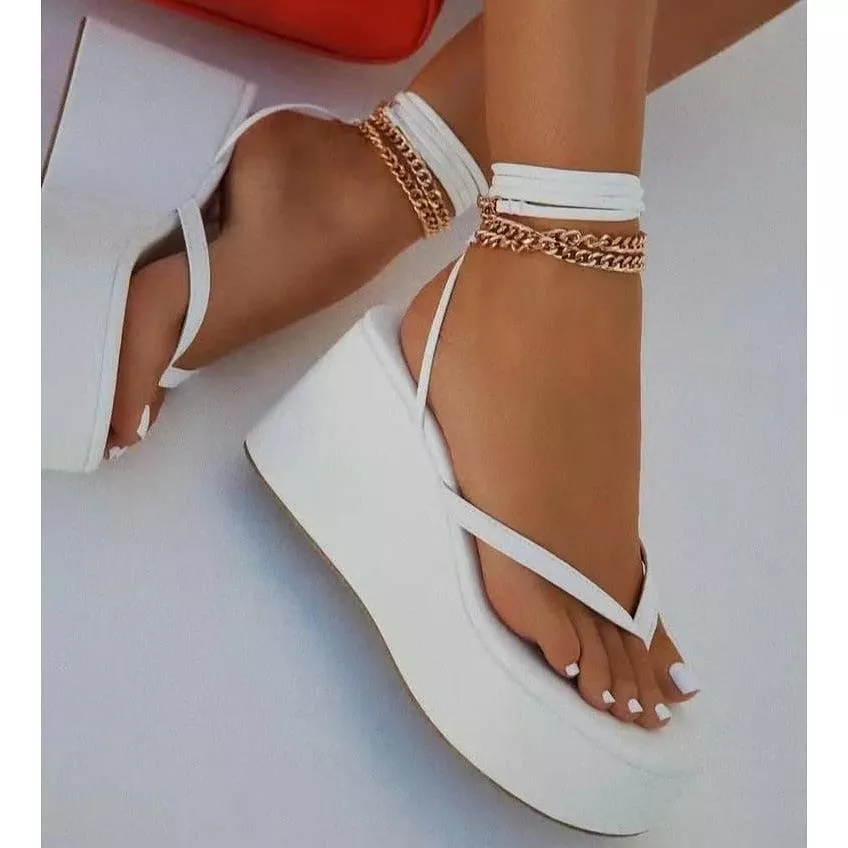 Chain Wedge Sandals with Straps