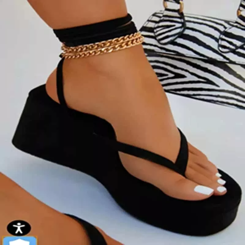 Chain Wedge Sandals with Straps