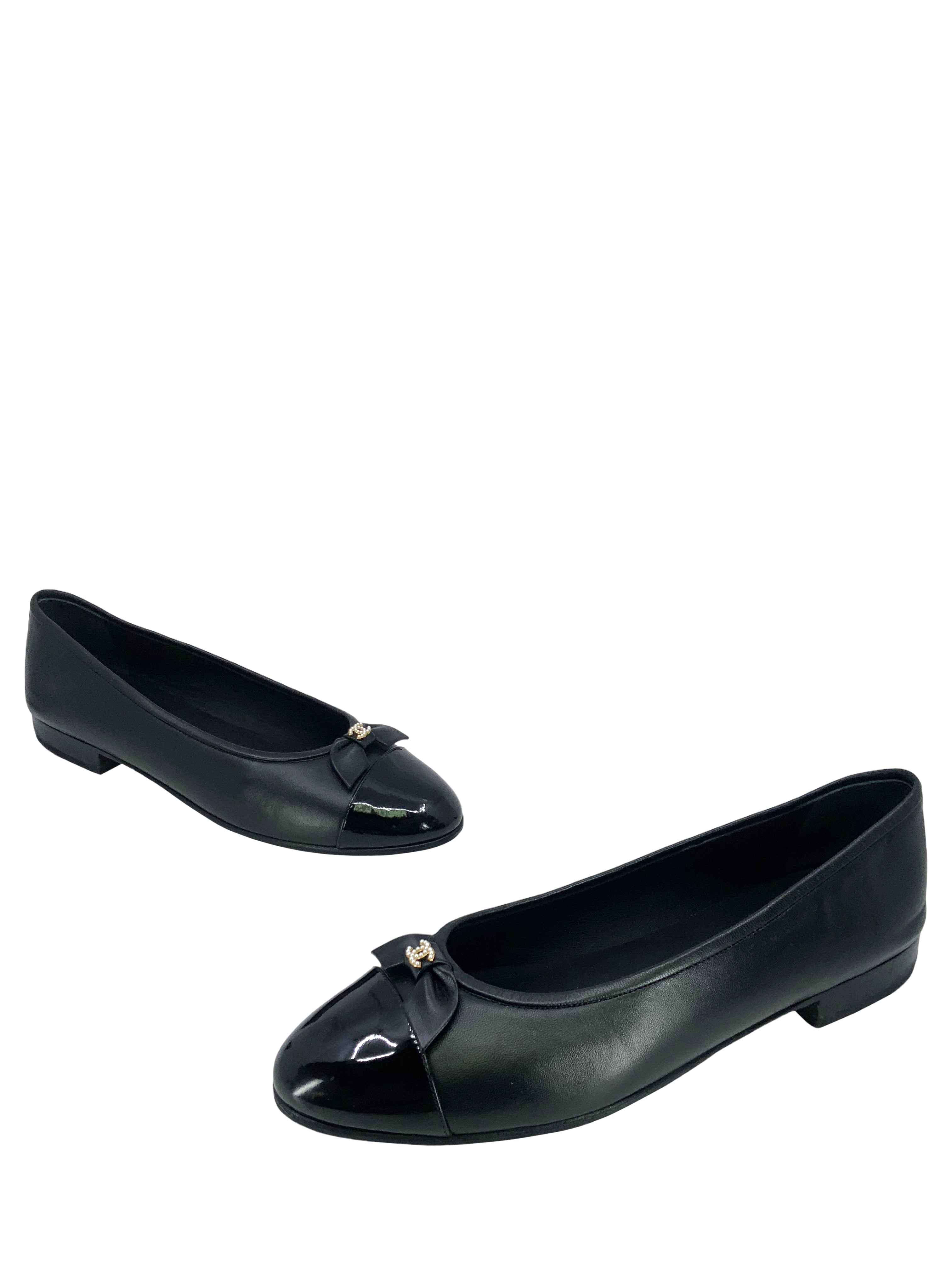 Chanel Cap Toe Lambskin Leather Ballet Flats Size 11 - 23P CC