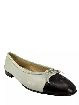 CHANEL Cap Toe Lambskin Leather Ballet Flats - Size 8