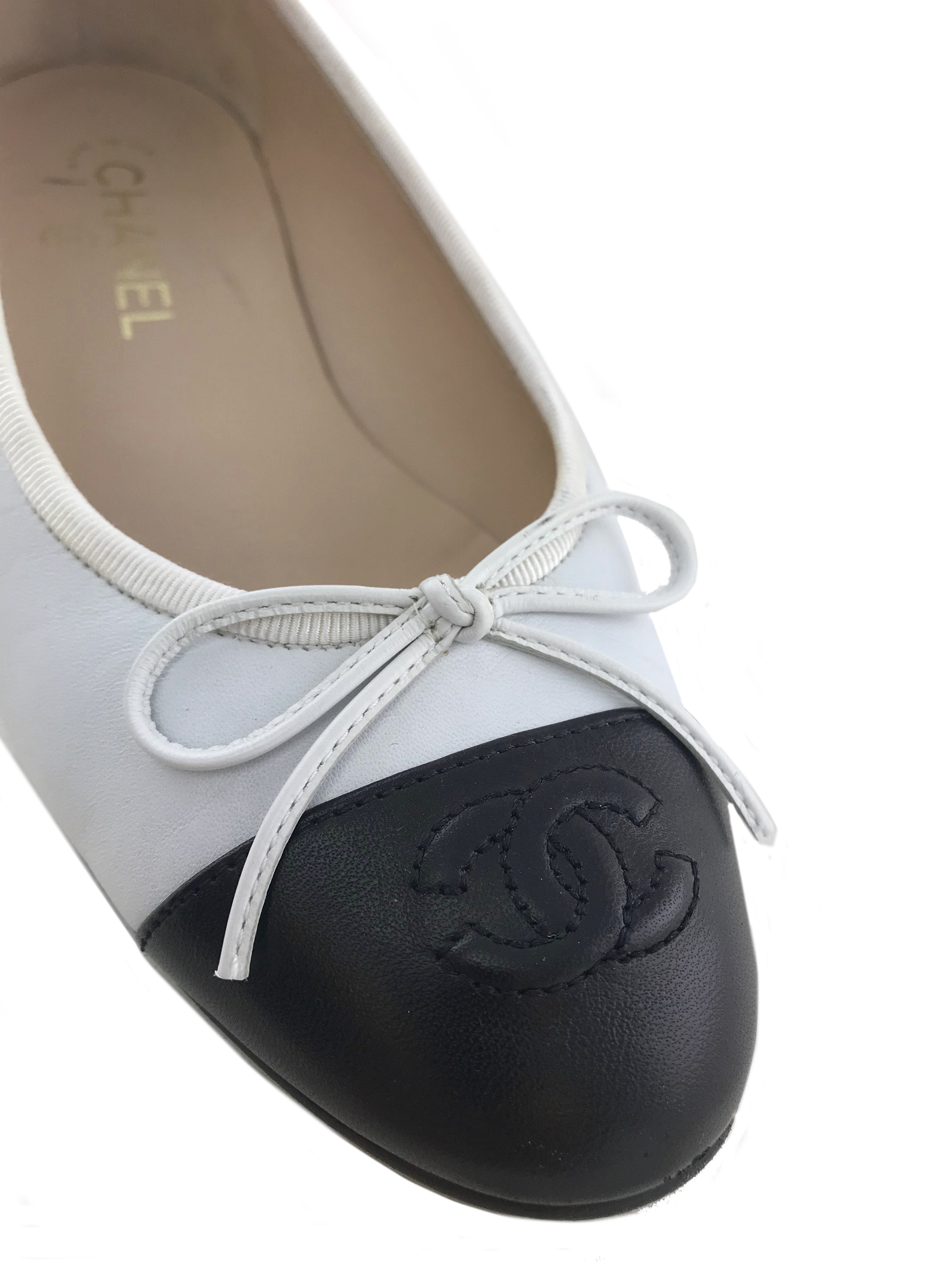 Chanel Cap Toe Leather Ballet Flats Size 8