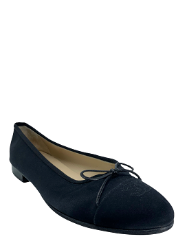 Chanel CC Cap Toe Satin Ballet Flats - Size 10.5