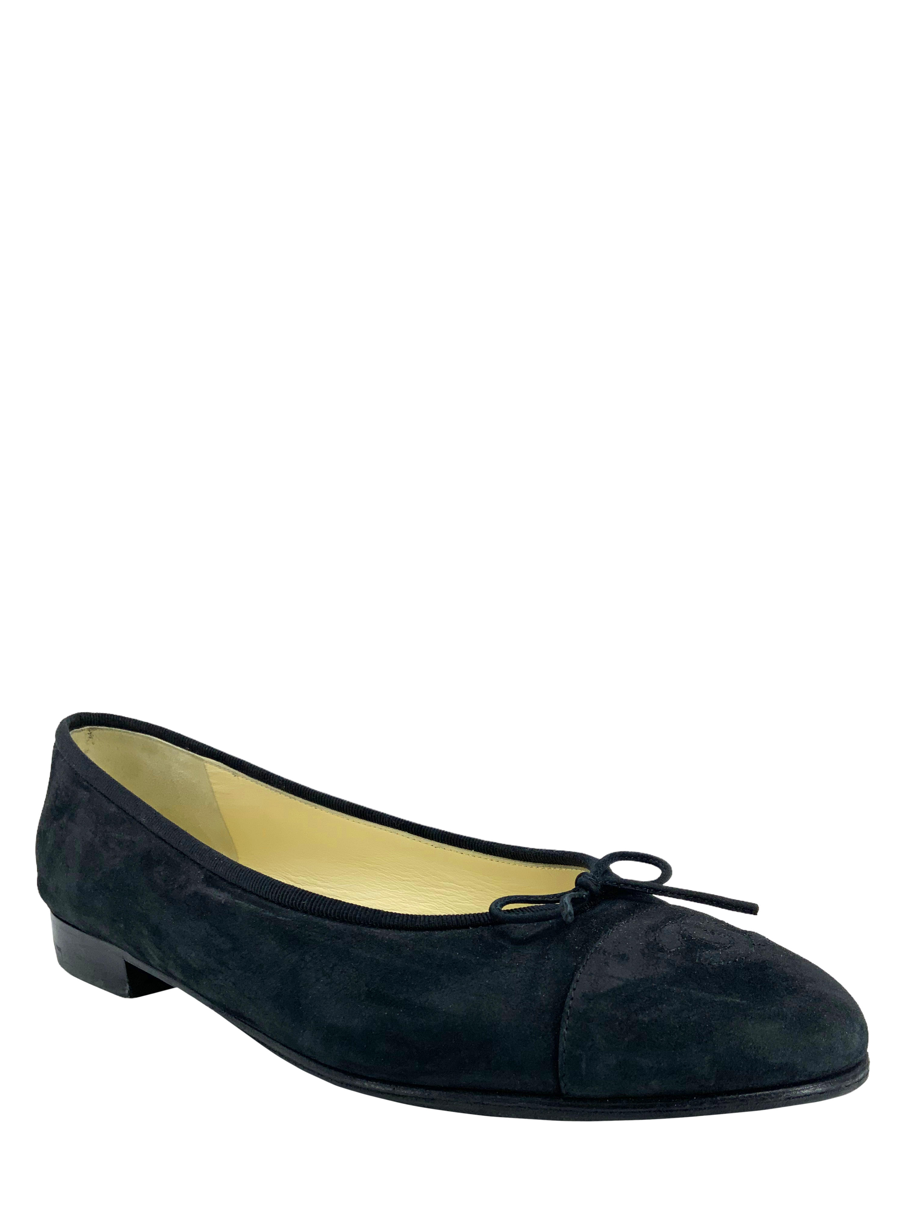 chanel cc cap toe suede ballet flats size 11