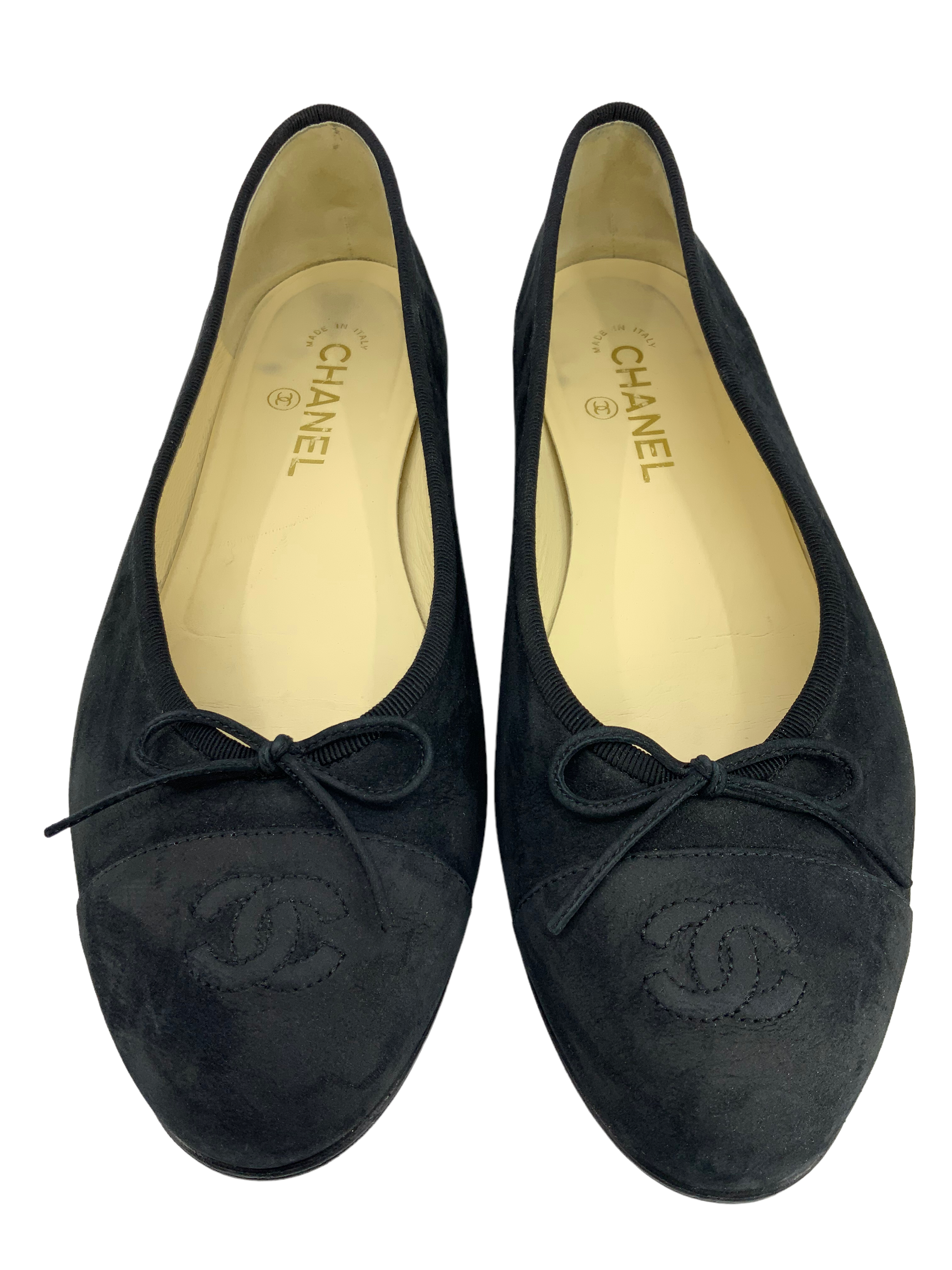 chanel cc cap toe suede ballet flats size 11