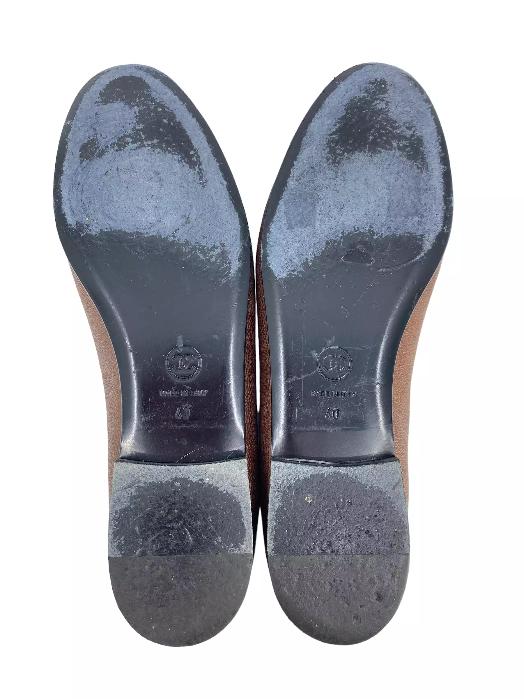 Chanel CC logo leather flats - Size 10, IT 40.