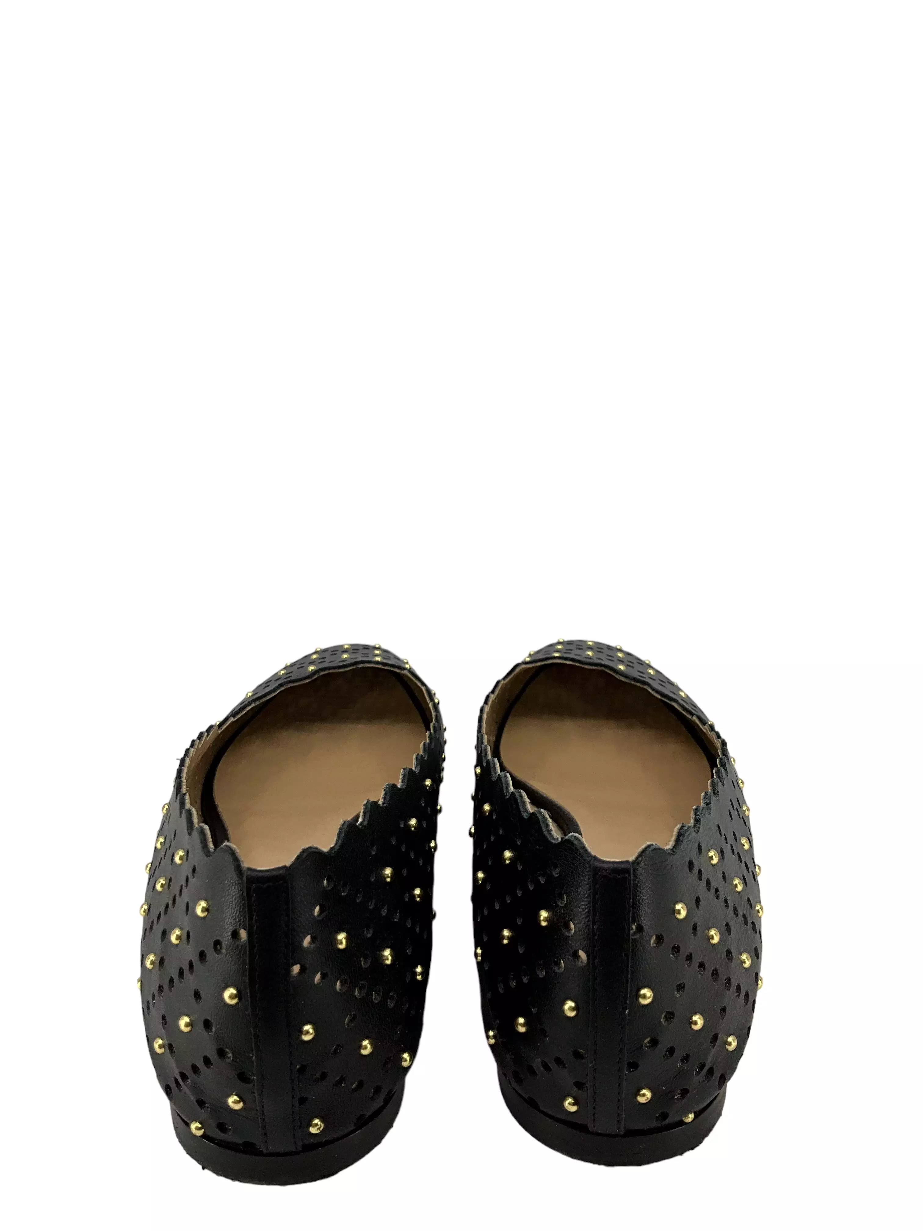 Chloe Black Flats - Lasercut and Studded Leather - Size 11 - Shop Now