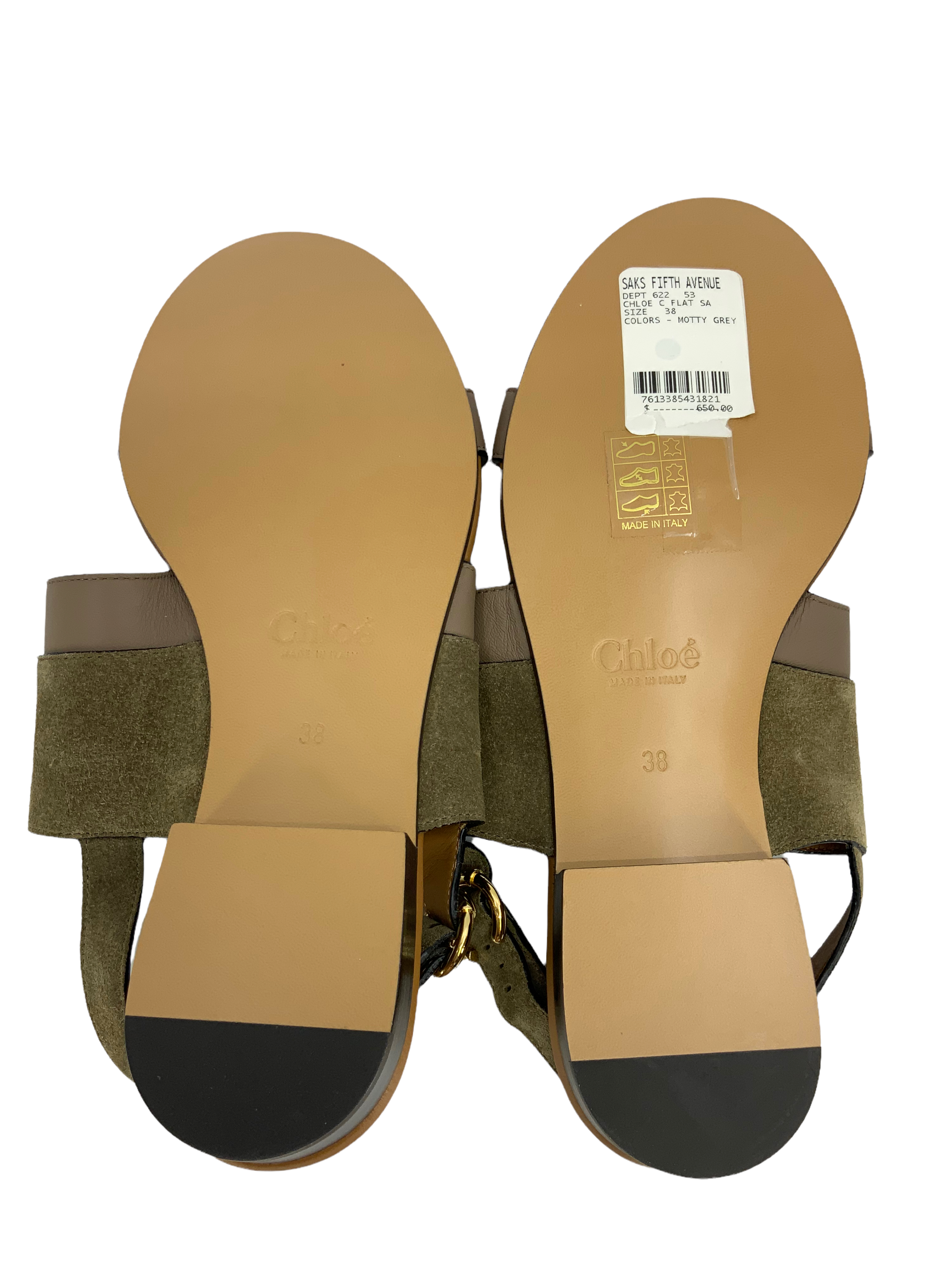 Chloe C Logo Suede and Leather Sandals Size 8