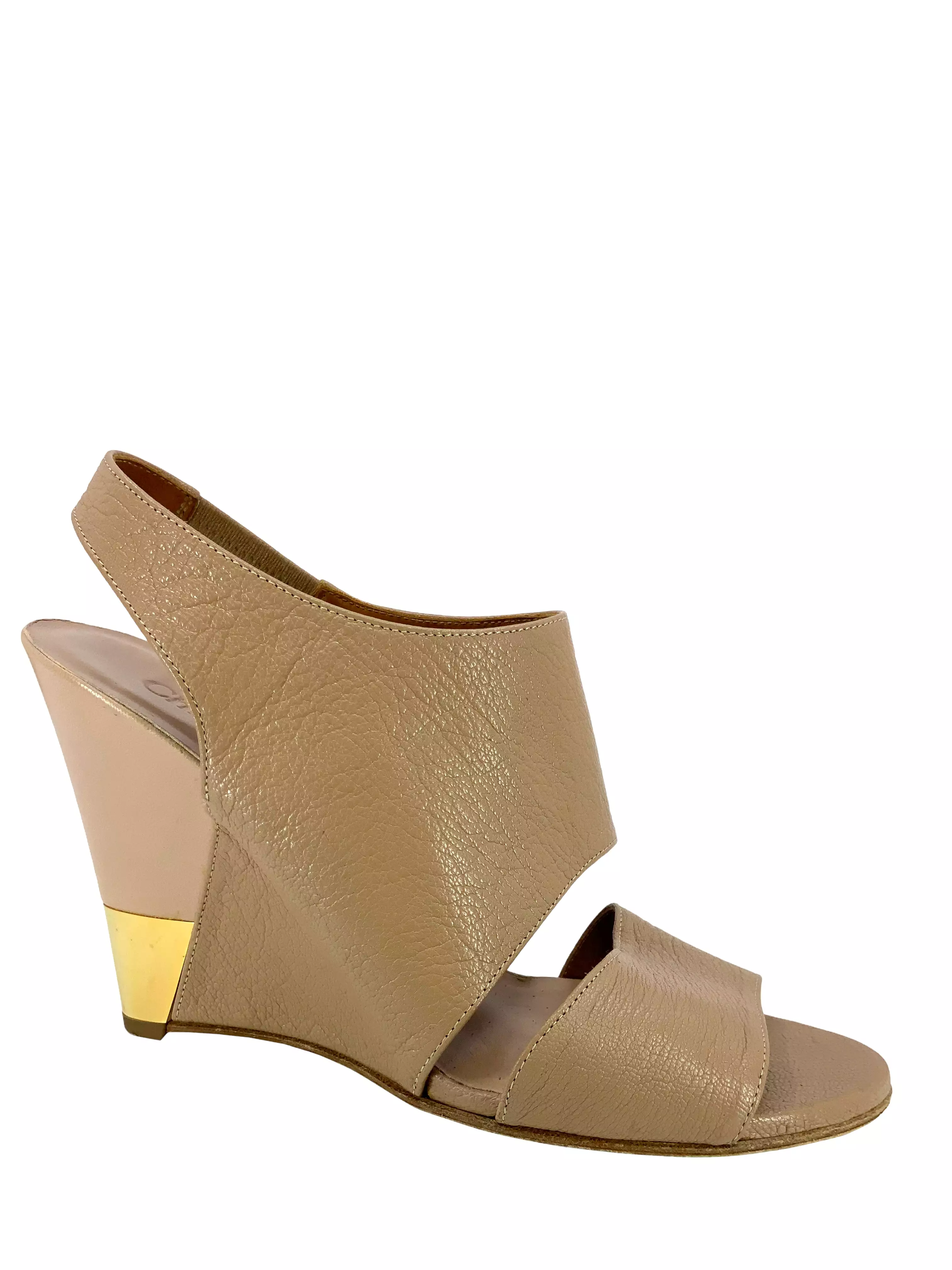 Chloe Eliza Calf Leather Wedge Sandals - Size 8