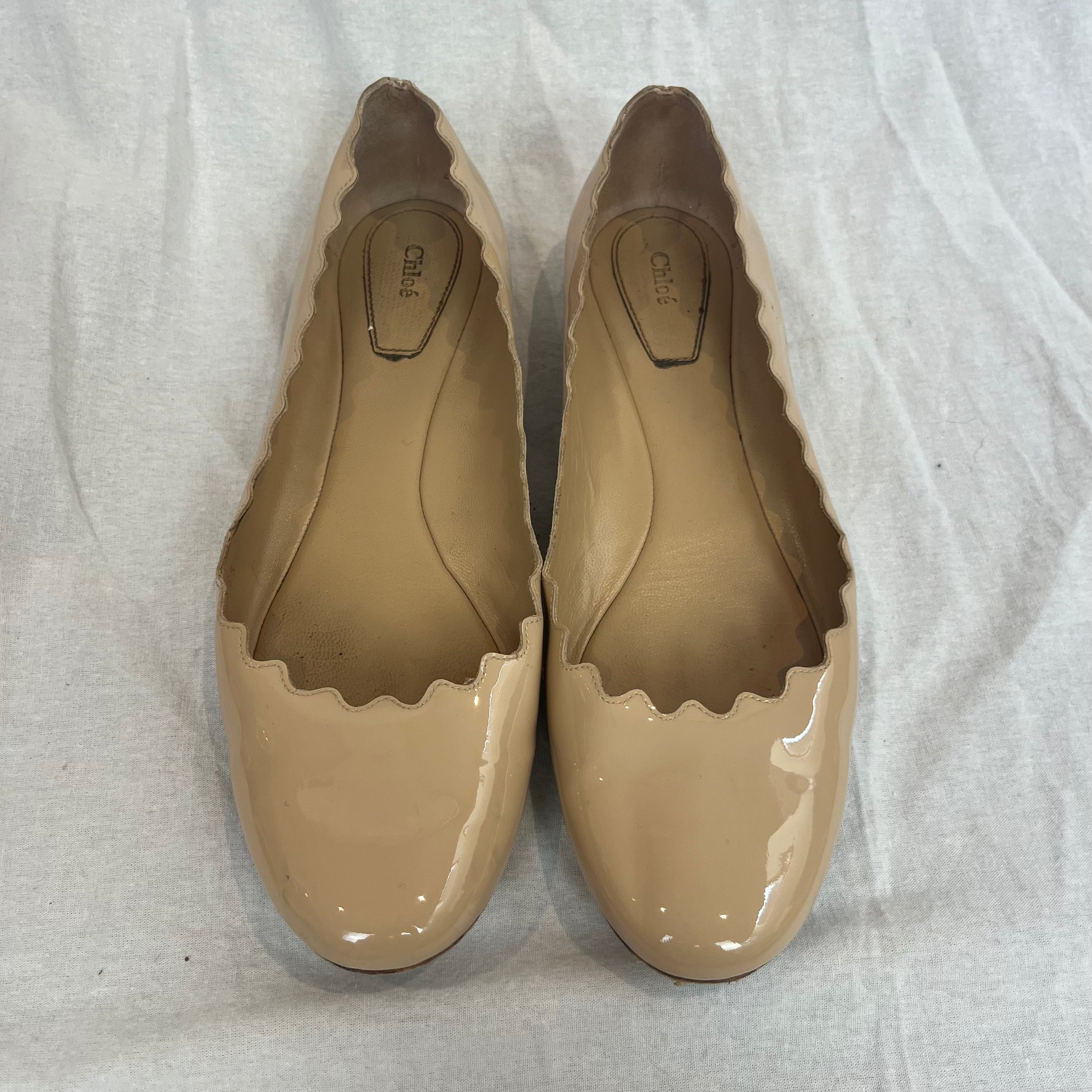 Chloe Lauren Ballet Flats - Vanilla Patent Leather (Size 38)