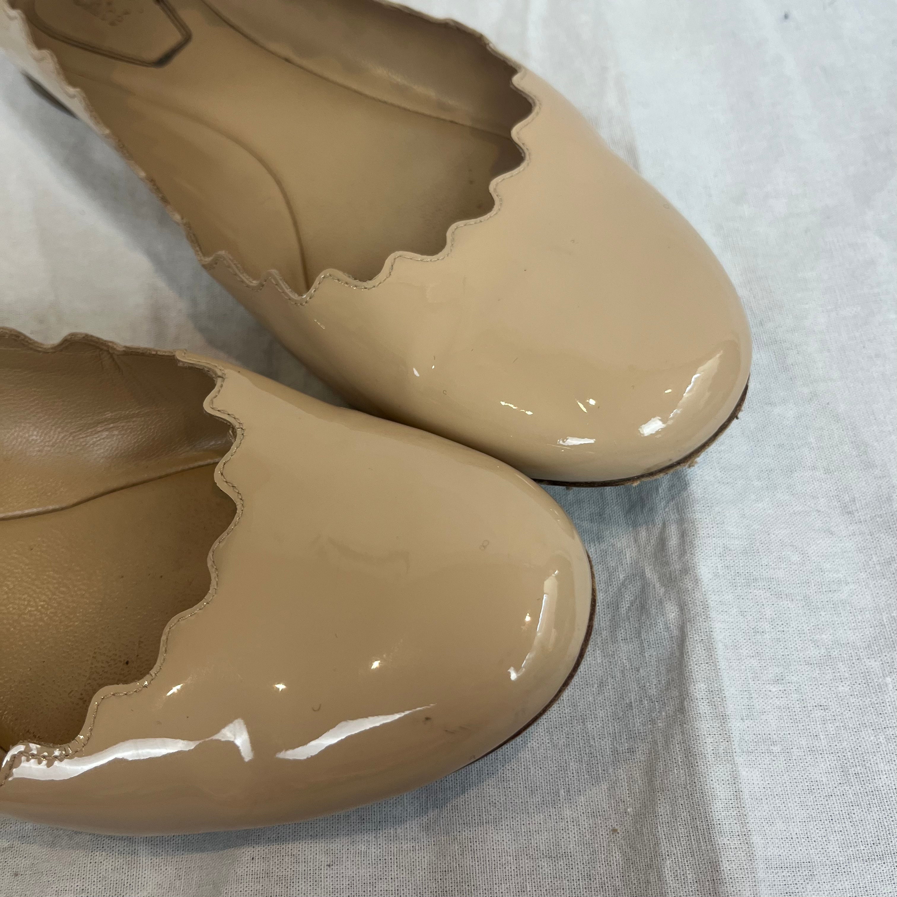 Chloe Lauren Ballet Flats - Vanilla Patent Leather (Size 38)