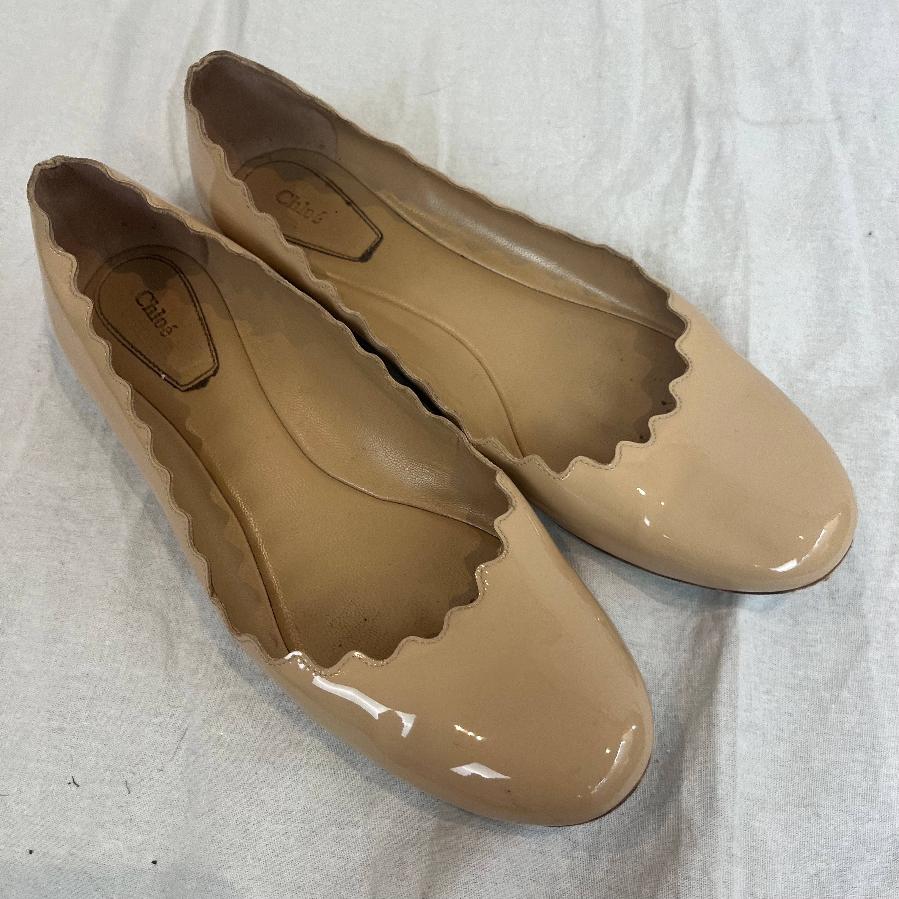 Chloe Lauren Ballet Flats - Vanilla Patent Leather (Size 38)