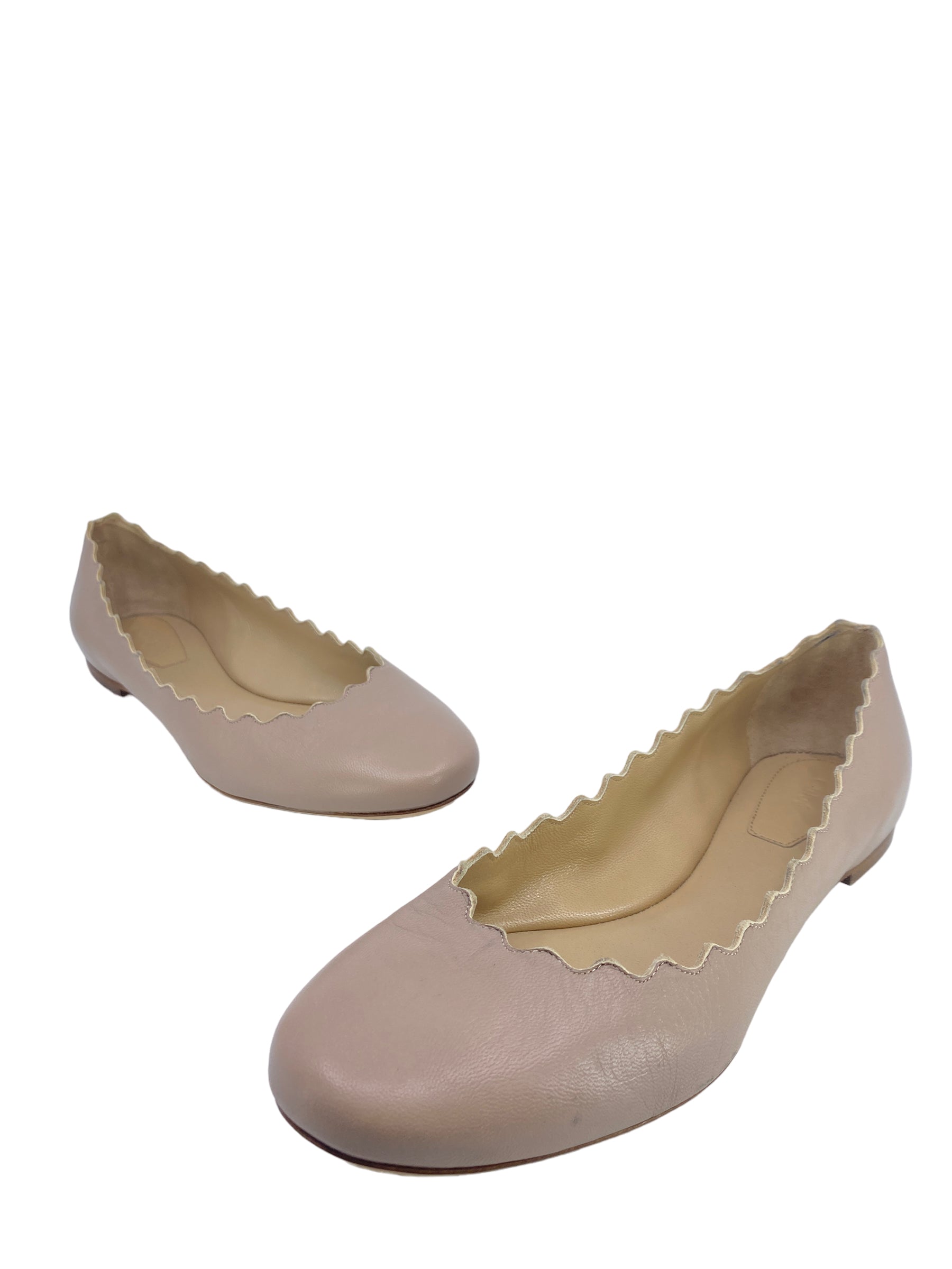 Chloe Lauren Leather Ballet Flats Size 8.5 - Scalloped Design