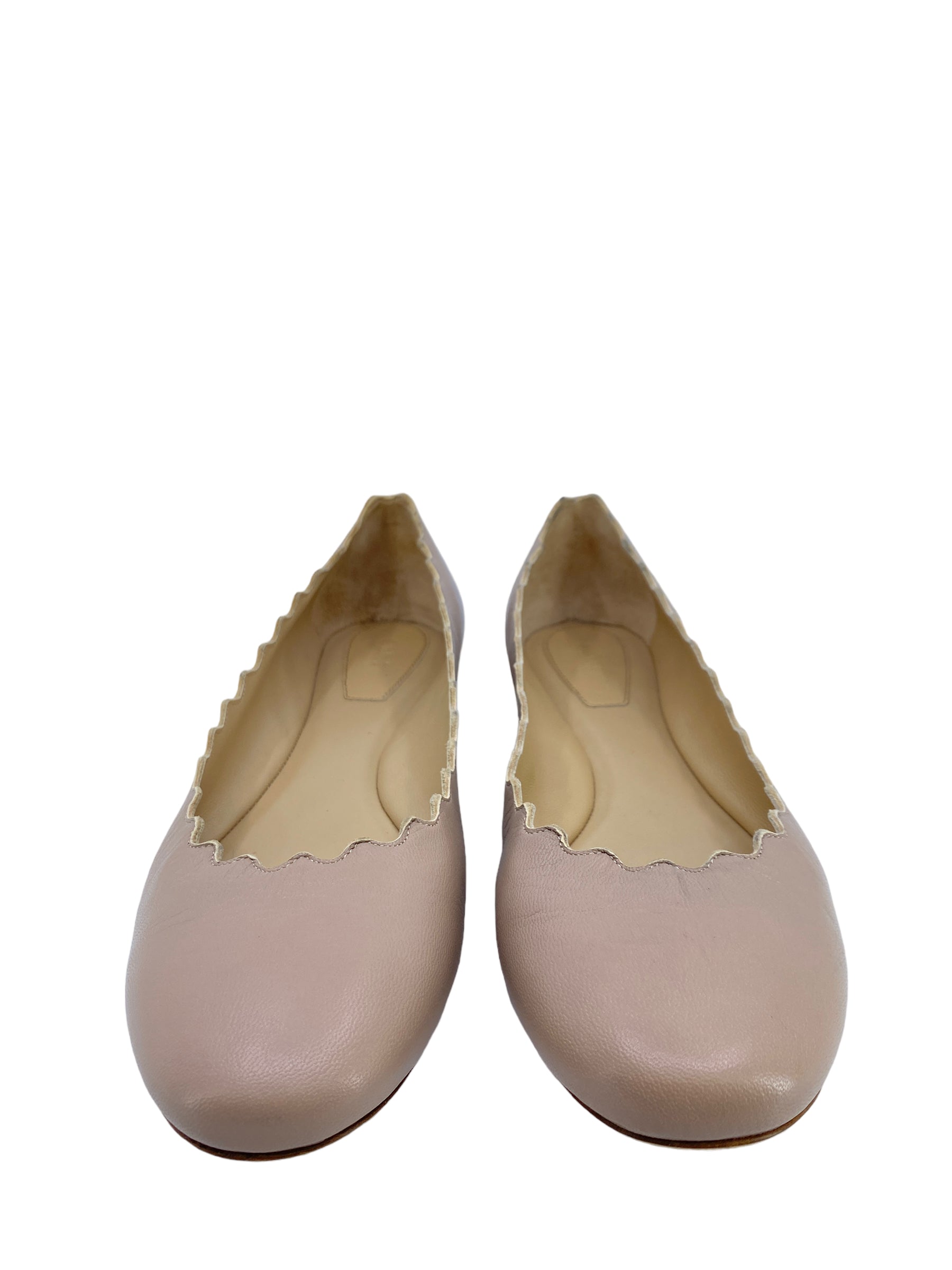 Chloe Lauren Leather Ballet Flats Size 8.5 - Scalloped Design