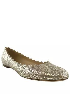 Chloe Lauren Leather Flats Size 8 - Cracked-Foil Design