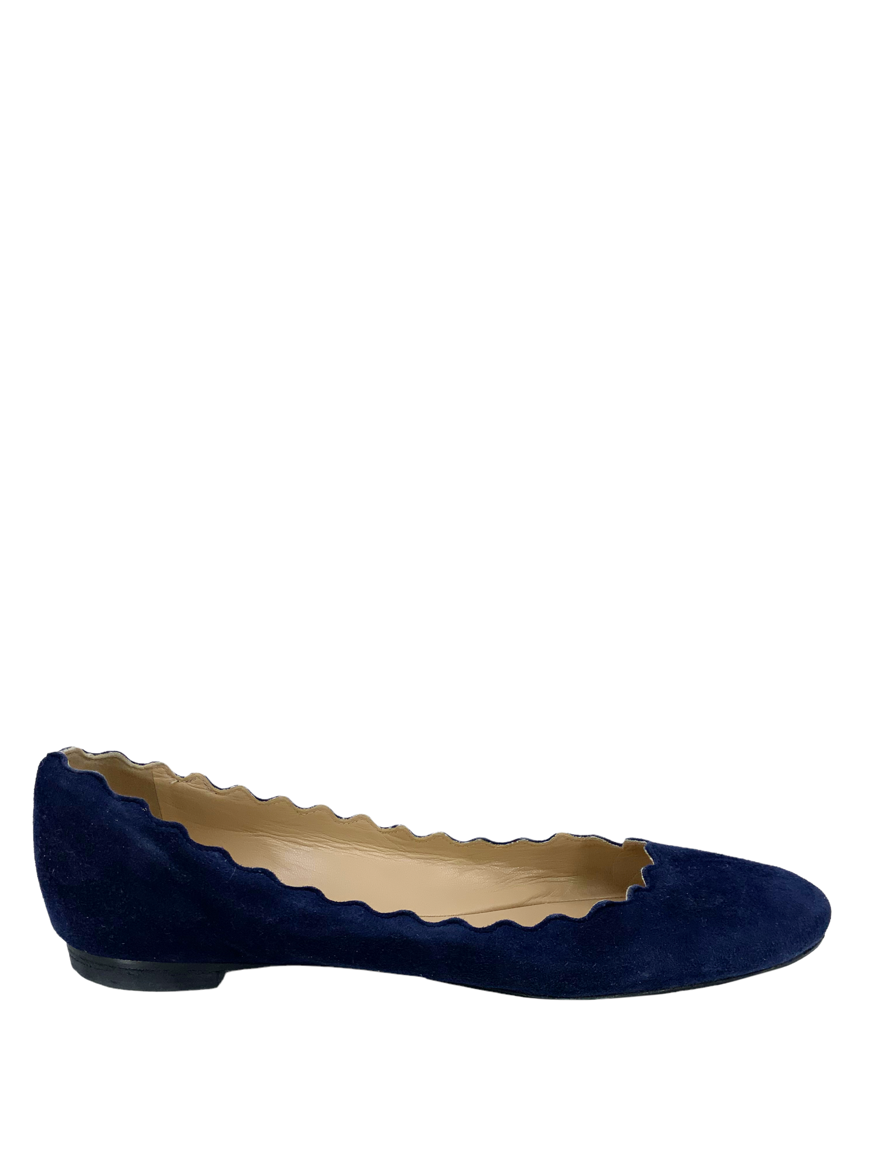 Chloe Lauren Suede Scalloped Ballet Flats - Size 9.5