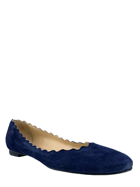 Chloe Lauren Suede Scalloped Ballet Flats - Size 9.5