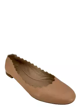 Chloe Leather Ballet Flats - Size 7.5, Scalloped Design