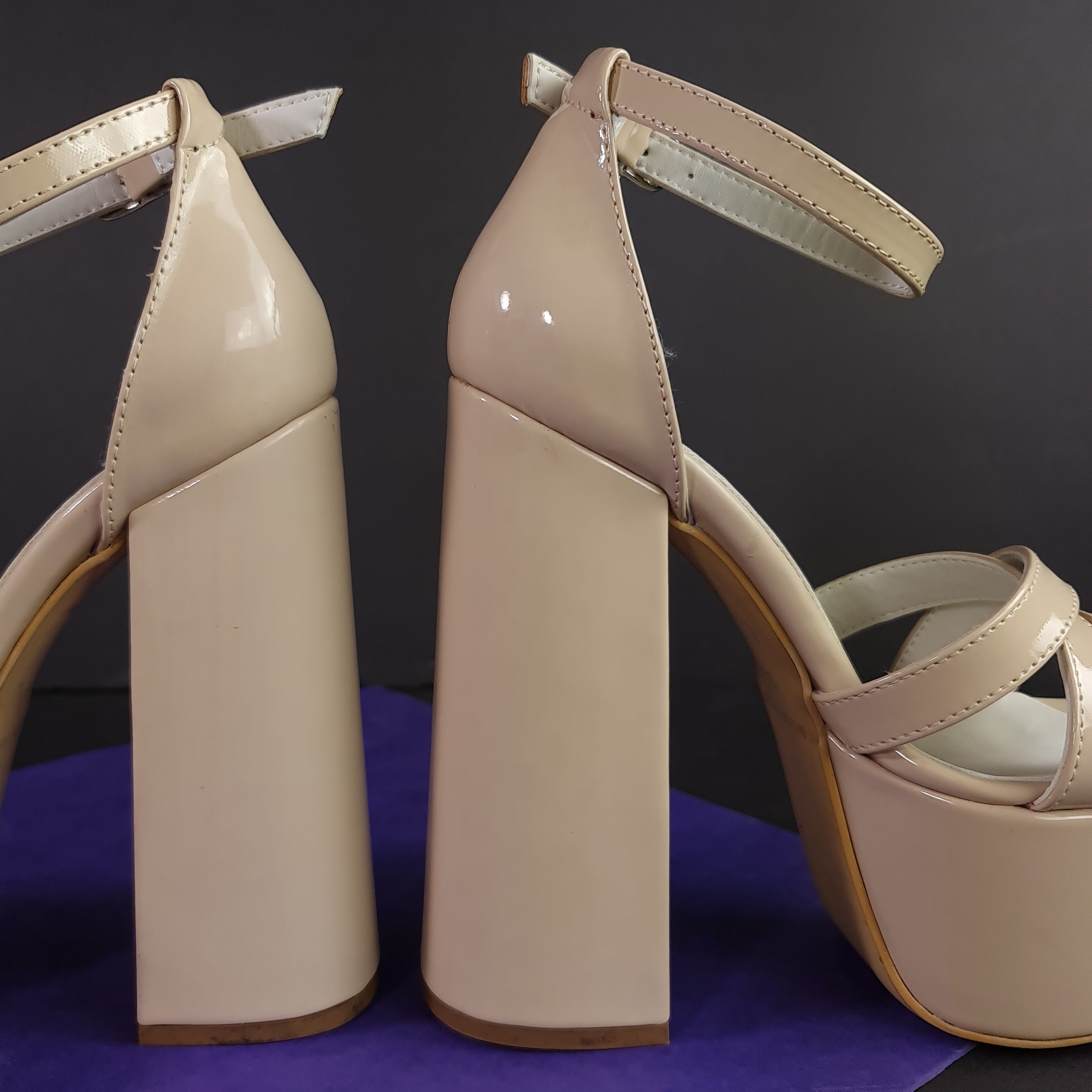 Chunky cream gloss high heel sandals