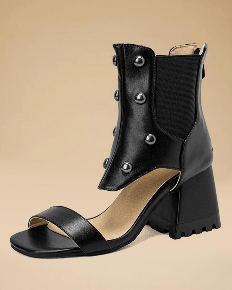 Chunky Heel Sandals with Zipper for Casual Wear