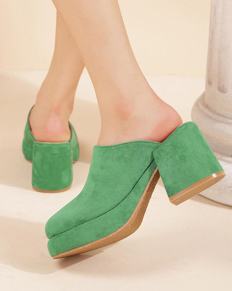 Chunky Heel Slip-On Sandals