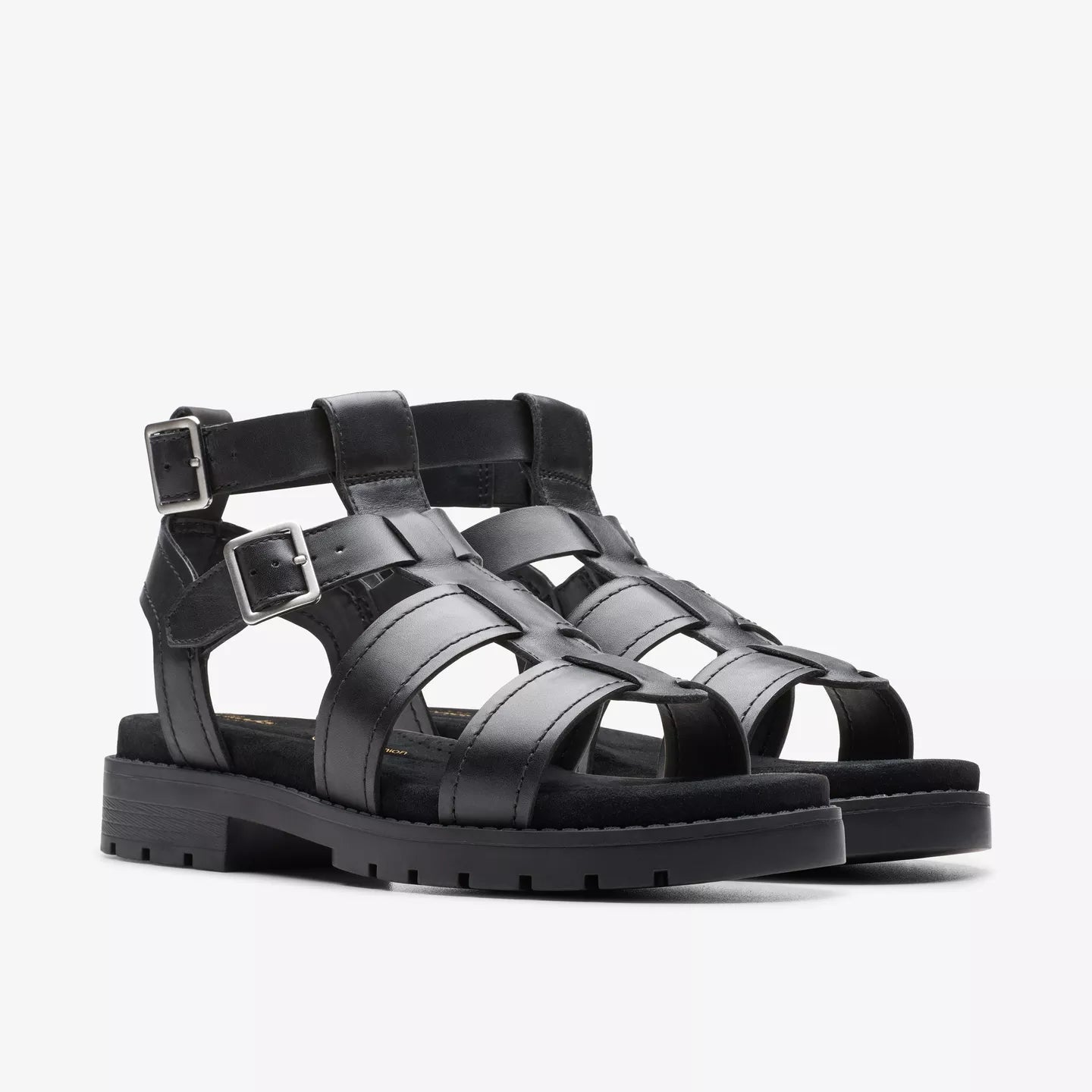 Clarks black leather sandals, Orinoco Cove.