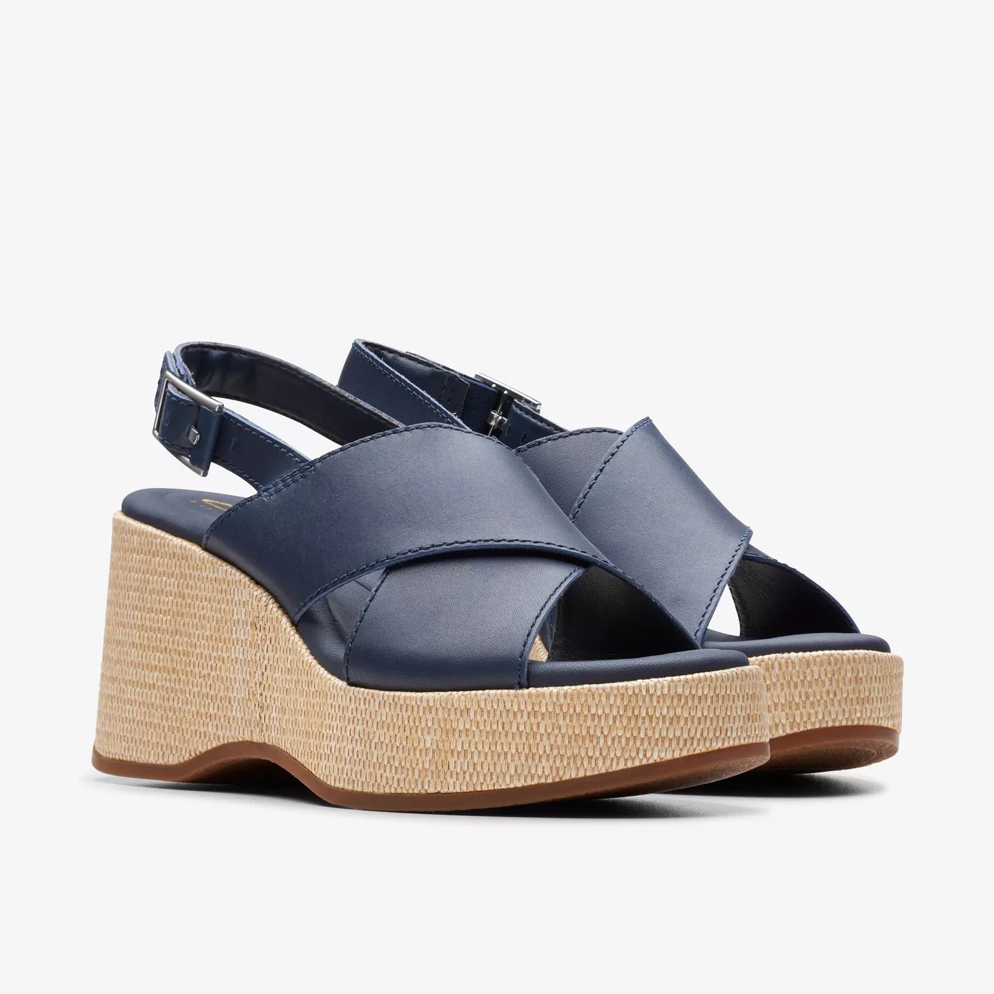 Clarks navy leather wedge- Manon Wish.