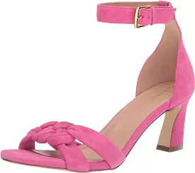 Cole Haan Pink Yarrow Suede Sandals - Ankle Strap, Open Toe, Block Heel