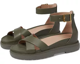 Cole Haan Tea Leaf Leather Ankle Strap Sandals Chunky Heel, Open Toe